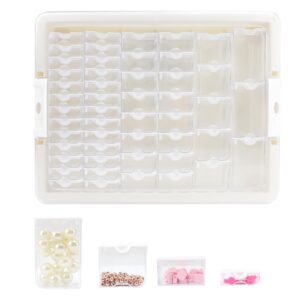 Diamond Bead Organizer Storage System, 50 Tray Containers, Removable Clear Plastic Snap Shut Lid Solution for Various Rhinestone Jewelry Painting Drill DIY Nail Art Cross Stitch Tool, Other Small Item