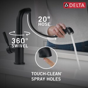 Delta Faucet Almari Pull-Out Kitchen Faucet, Black Kitchen Faucets with Pull-Out Sprayer, Kitchen Sink Faucet, Faucet for Kitchen Sink with Magnetic Docking, Matte Black 16943-BL-DST