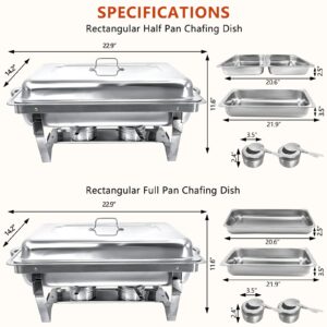 PRIJESSE Chafing Dish Buffet Set Stainless Steel Food Warmer Chafer Complete Set with Water Pan, Chafing Fuel Holder for Party Catering (4 Pack, Full Pan x2 + Half Pan x2)