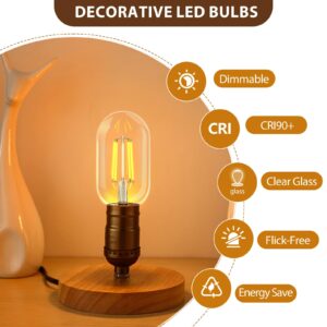 NUODIFAN 4 Pack T45 LED Edison Bulbs, Vintage LED Filament Bulbs 4W Equivalent 40W, 110-130V E26 Base 2700K Warm White Light, CRI 90+ Clear Glass Small Bulbs, Great for Home Office Bedroom.