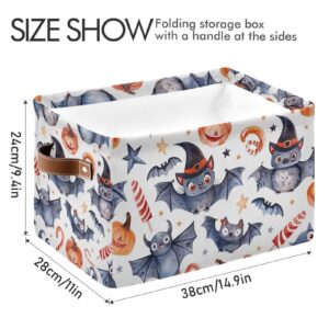 senya Halloween Storage Basket, Bats Pumpkins Candy Foldable Fabric Collapsible Storage Bins Organizer Bag for Storage Clothes