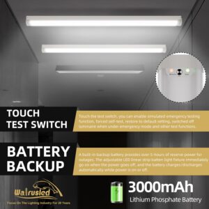 2FT LED Linear Strip Emergency Stairwell Light, 2 Watt/3 CCT Selectable, 10W/20W, 1250lm/2500lm, Battery Backup, 30K/40K/50K, IP20, 0-10V Dimmable 2 Foot Commercial LED Shop Ceiling Light Fixture, FCC