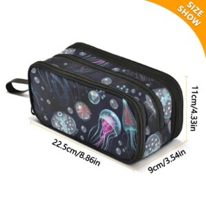 J JOYSAY Jellyfish Pencil Case Pouch Big Capacity Pencil Bags with Zipper Portable Pencil Box Large Art Bags for School College Office Travel