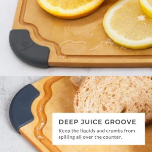 Essential Large Dishwasher Safe Non Slip Juice groove Cutting Board Set and 5-piece Premium Stainless Steel Kitchen Knife Set