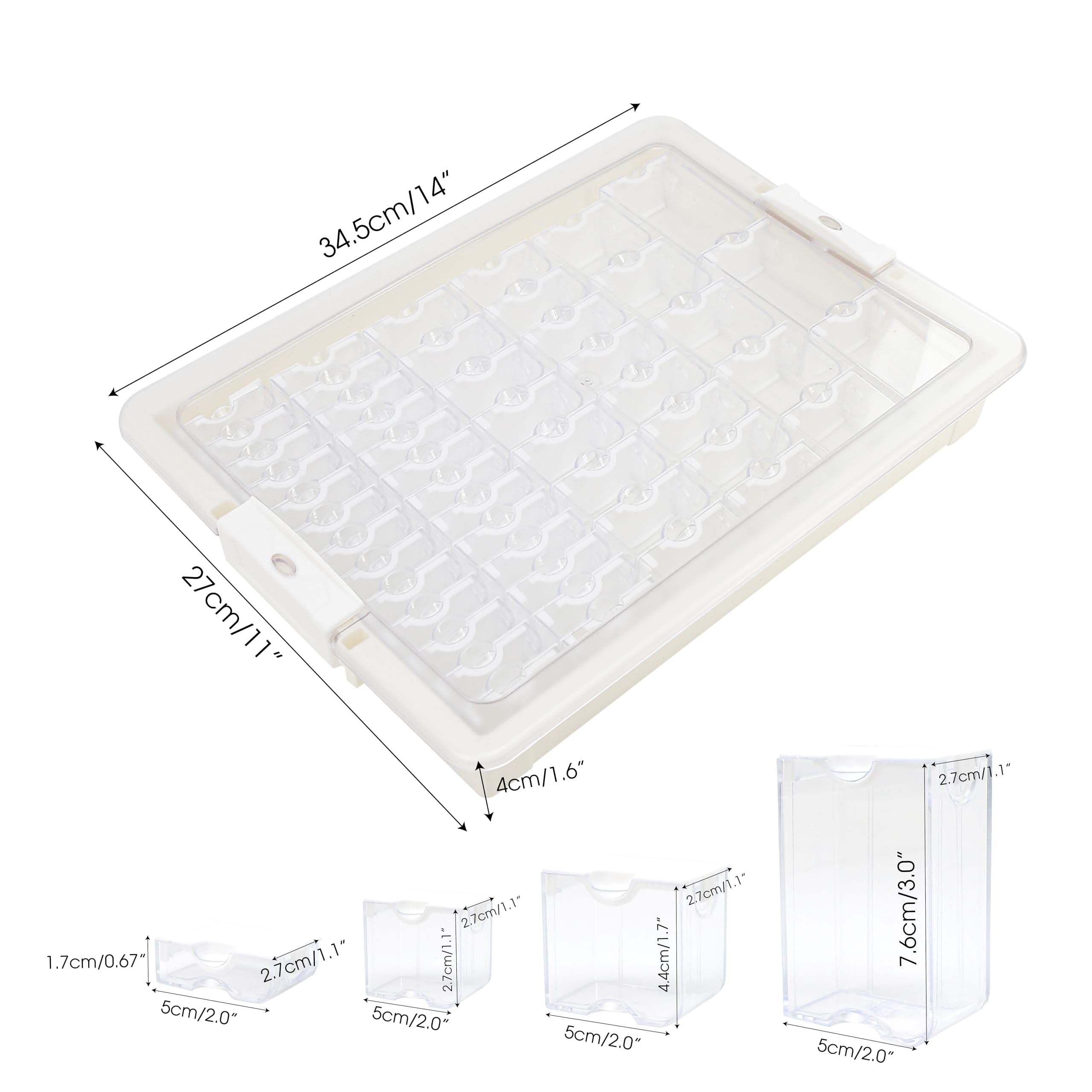 Diamond Bead Organizer Storage System, 50 Tray Containers, Removable Clear Plastic Snap Shut Lid Solution for Various Rhinestone Jewelry Painting Drill DIY Nail Art Cross Stitch Tool, Other Small Item