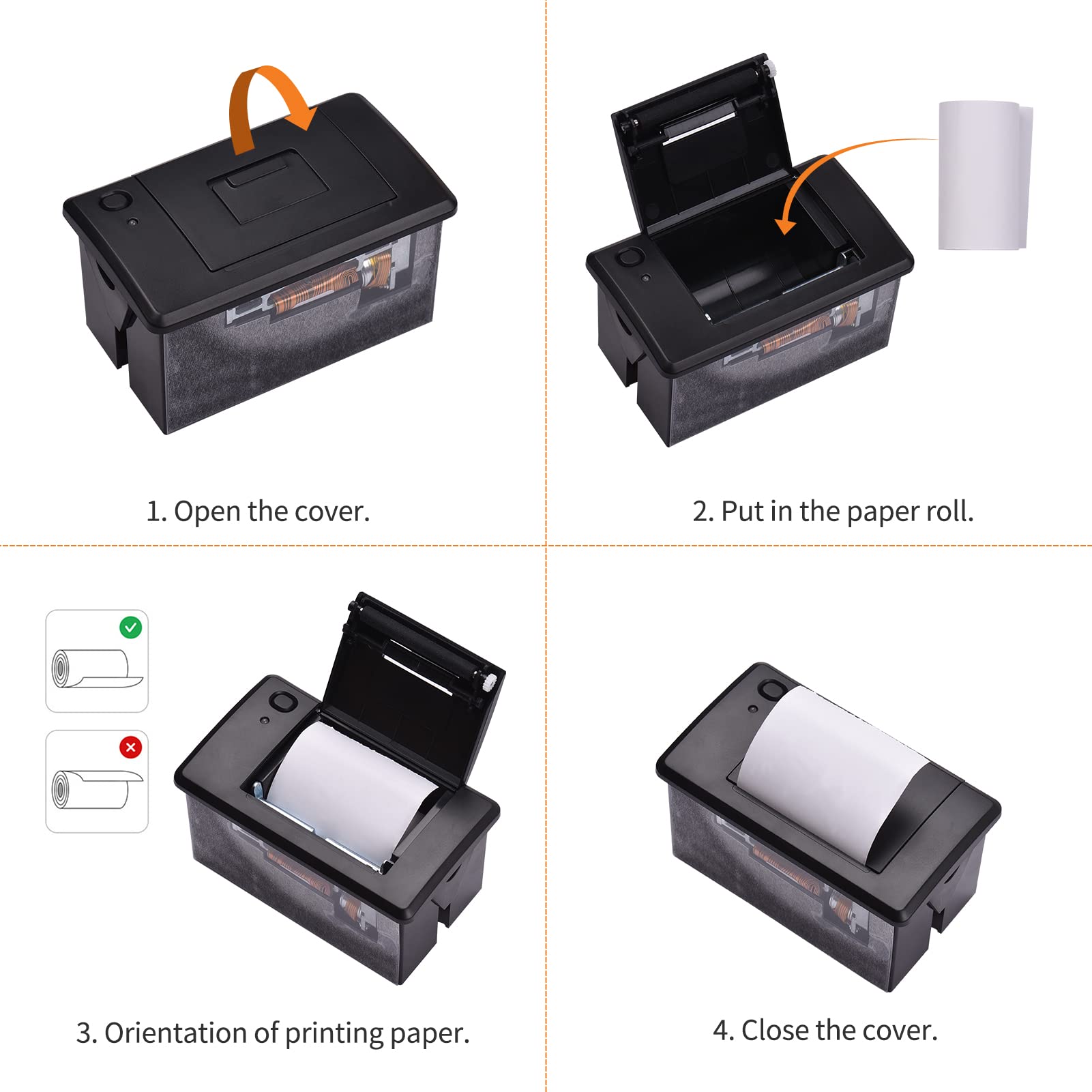 HUIOP Embedded Thermal Receipt Printer 58MM Mini Printing Module Low Noise with USB/RS232/TTL Serial Port Support ESC/POS Commands for Weighing Apparatus Cash Register,Thermal Receipt Printer