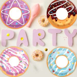 60Pcs Donut Party Paper Plates for Two Sweet Party Decoration 7in Donut Grow Up Dessert Plates Disposable Tableware Dinnerware Set for Baby Shower Girls Birthday Donut Themed Party Supplies