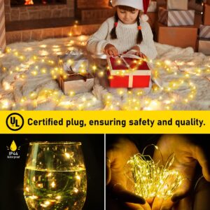 KNONEW 532FT Outdoor Christmas Fairy Lights Plug in,1600 LED String Lights Outdoor Waterproof 8 Modes Memory Times for Wedding Bedroom Walls Garden Trees Decoration(Warm White)