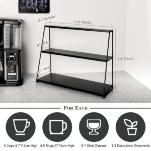 PUERSI Coffee Mug Holder, Mug Display Rack for Countertop, Metal Coffee Cup Holder, 3 Tier Mug Shelf for Coffee Bar, Coffee Station Accessories, Coffee Bar Organizer for Kitchen, Office, Home - Black