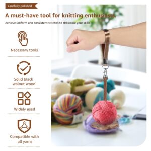 DJAPWPX Wrist Yarn Holder Portable Yarn Holder with Wrist and Crossbody Strap Wooden Yarn Spinner Lightweight Yarn Ball Holder Compact Yarn Minder for Crocheting Knitting Craft Lovers Beginners