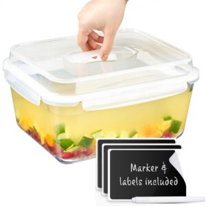 + bonus labels. 28 cup extra large oven safe glass food storage container with airtight lids - 220oz / 6500ml storing container lunch food, vegetables, baking casserole, roasting turkey, bpa free