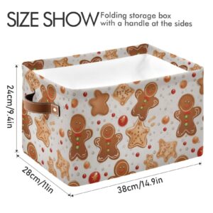 senya Christmas Storage Basket, Christmas Gingerbread Decoration Foldable Fabric Collapsible Storage Bins Organizer Bag for Storage Clothes