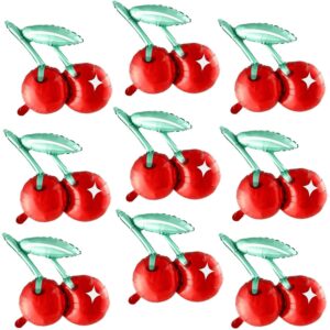 jiahaoppx 9 pcs cherry balloons, cherry fruit mylar balloon for baby shower wedding birthday party decorations supplies, 21 inch