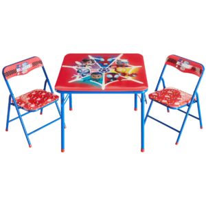 idea nuova marvel spidey and his amazing friends 3 piece children's activity square table and 2 folding chairs set, ages 3+