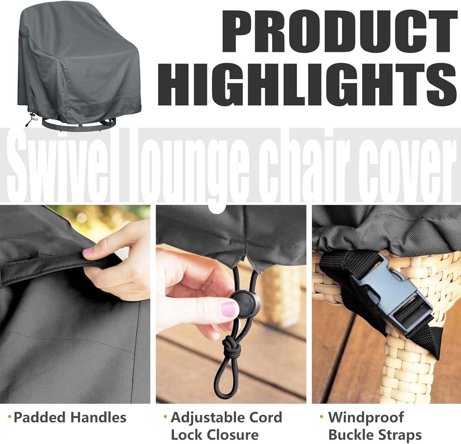 Outdoor Swivel Lounge Chair Cover 4 Pack,Waterproof Heavy Duty Outdoor Chair Covers, (33" W X 35" D X 38.5" H) Patio Furniture Cover for Swivel Patio Lounge Chair