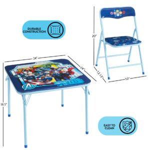 Idea Nuova Marvel Avengers 3 Piece Children's Activity Square Table and 2 Folding Chairs Set, Ages 3+