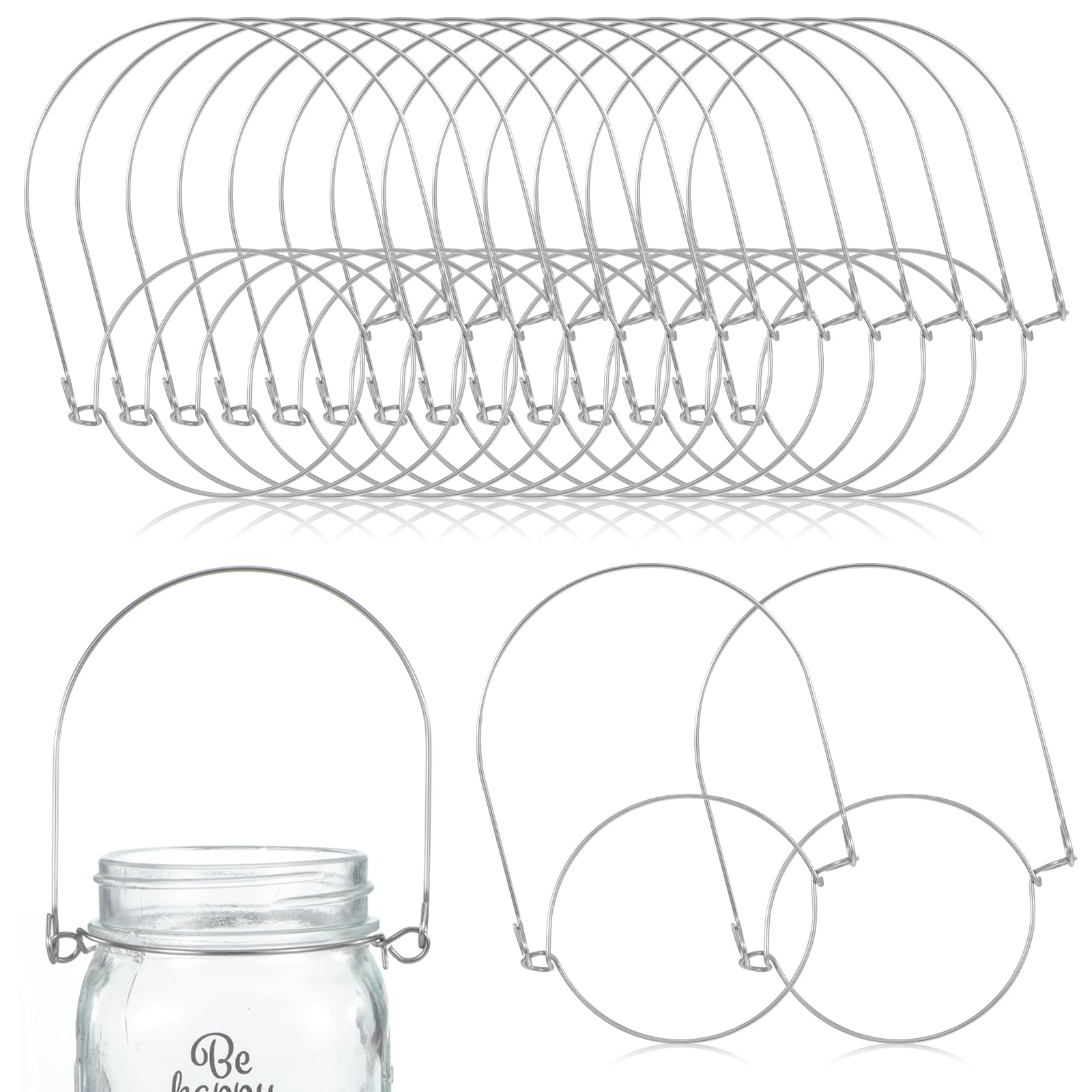 Vin Beauty Stainless Steel Mason Jar Hangers, 16 Pack Wire Hangers for Mason Jars, Mason Jar Lid Handles Kitchen Accessories