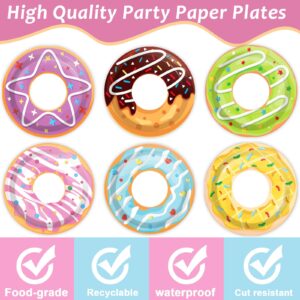 60Pcs Donut Party Paper Plates for Two Sweet Party Decoration 7in Donut Grow Up Dessert Plates Disposable Tableware Dinnerware Set for Baby Shower Girls Birthday Donut Themed Party Supplies