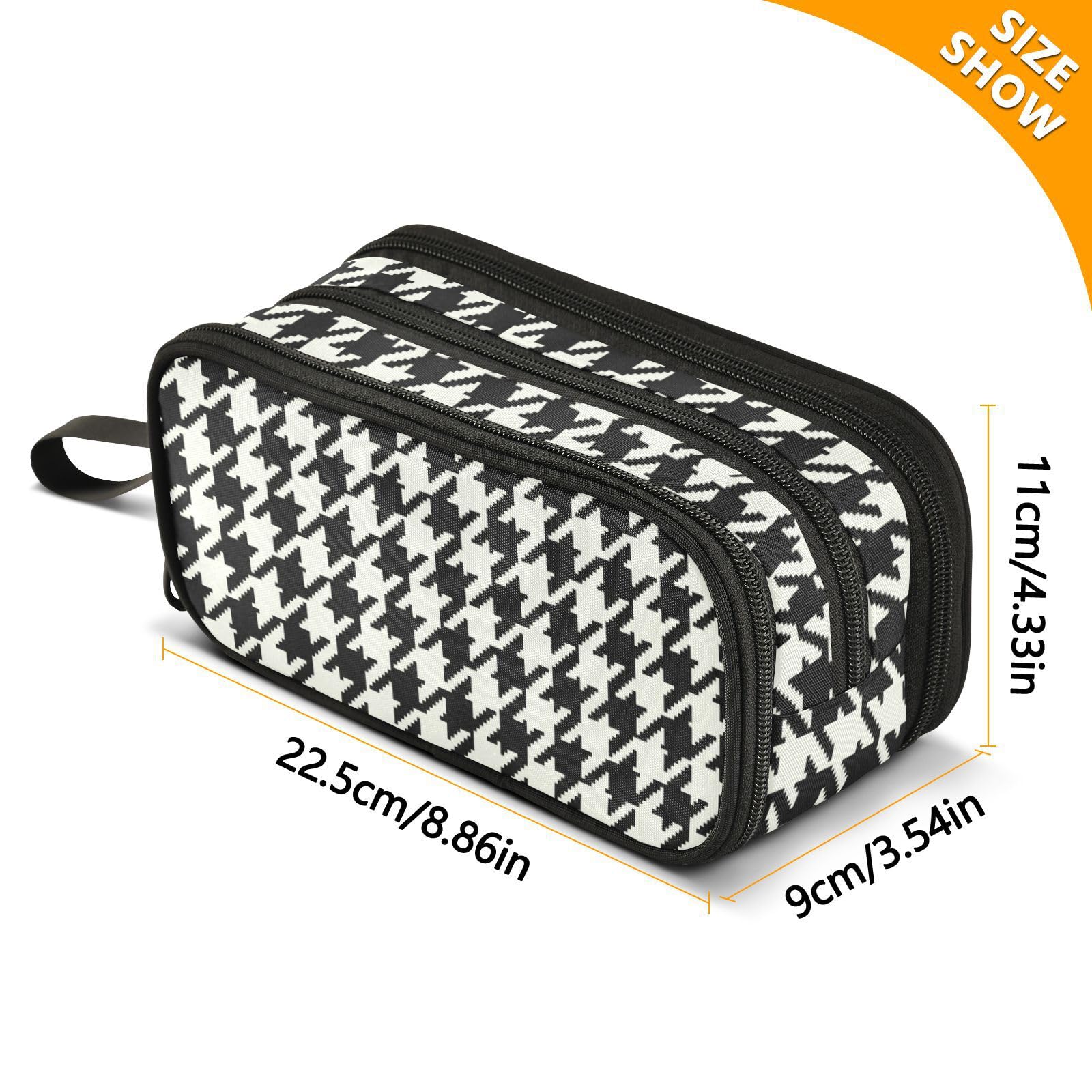 J JOYSAY Classic Houndstooth Pencil Case Pouch Big Capacity Pencil Bags with Zipper Portable Pencil Box Large Pencil Case Organizer for School College Travel Office