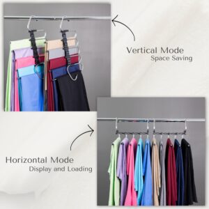 Space Saving Pants Hanger 2 pack - Multifunctional Closet Space Saving Organizer for Jeans, Trousers, Leggings and Slacks - Multi-Layer Black Heavy Duty Pant Hangers Space Saving - Reduce Closet Space