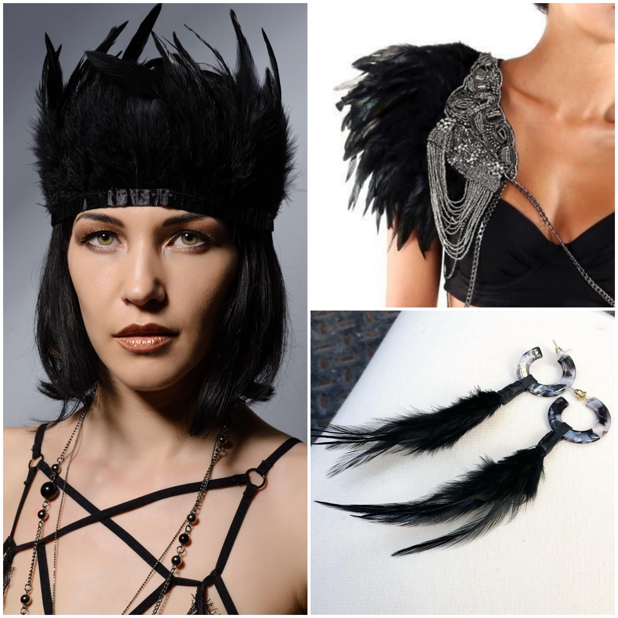 Holmgren Black Craft Feathers Bulk - 200pcs 5-7inch Rooster Feathers for DIY Crafts, Dream Catcher and Halloween Holiday Party Costume Decorations (Black)