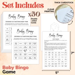 WOODAMORE Baby Shower Bingo Game for Girl - Baby Bingo for Baby Shower Boy, Bingo Baby Shower Game Gender Neutral for 50 Guest, Fun Baby Shower Activities