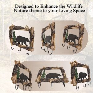 BestGiftEver Rustic Bear & Log Accent Coat Rack | Wall Mounted Hooks for Coats, Keys & Towels | Wildlife Cabin Decor | Decorative and Functional | for Nature Lovers