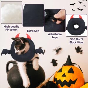 BALAPET Cat Cone, Adjustable Cat Recovery Collar, Gothic Style Soft Cat Collar with Drawstrings, Prevent Licking and Scratching After Surgery for Kittens,Halloween Pet Decoration(M)