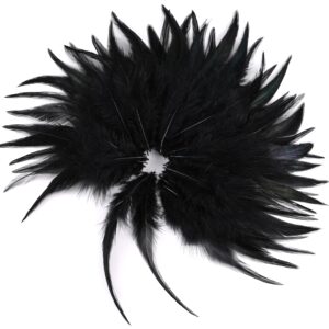 Holmgren Black Craft Feathers Bulk - 200pcs 5-7inch Rooster Feathers for DIY Crafts, Dream Catcher and Halloween Holiday Party Costume Decorations (Black)