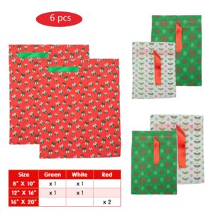 JAZGROM 6pcs Fabric Gift Wrap Bags Reusable Christmas Gift Bags With Drawstring For Party Favors Cloth Bags For Holiday Presents Décor Gifts Decorations