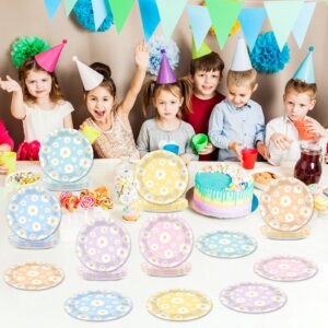 CHUNNIN 60Pcs Daisy Party Paper Plates for Groovy Daisy Party Supplies 7in Hippie Boho Daisy Disposable Tableware Dinnerware Set for Girls Daisy Birthday Party Decoration Baby Shower Bridal Favor