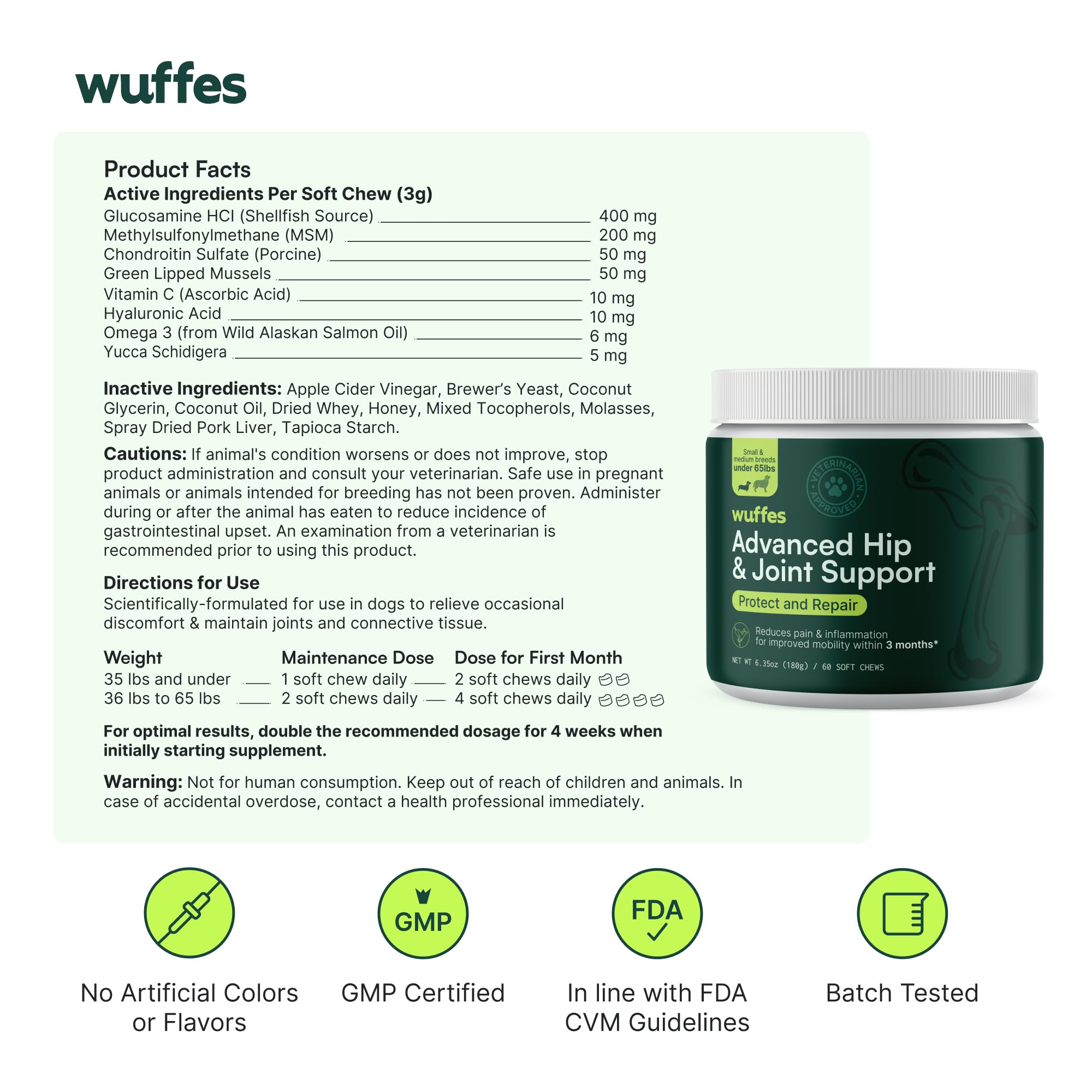 Wuffes Chewable Dog Hip & Joint Supplement - Glucosamine & Chondroitin Chews - Dog Joint Supplements & Vitamins - Extended Joint Care (Small Breed & Large Breed Bundle, 90 Chews (Pack of 2))