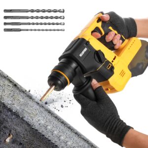 wellanpower 7/8" rotary hammer drill for dewalt 20v max battery, brushless sds rotary hammer 1400 rpm with safety clutch, 2.2 joules power drill for concrete/masonry (battery not included)