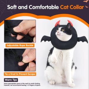 BALAPET Cat Cone, Adjustable Cat Recovery Collar, Gothic Style Soft Cat Collar with Drawstrings, Prevent Licking and Scratching After Surgery for Kittens,Halloween Pet Decoration(M)