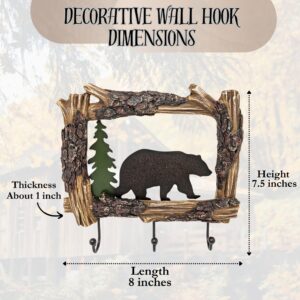 BestGiftEver Rustic Bear & Log Accent Coat Rack | Wall Mounted Hooks for Coats, Keys & Towels | Wildlife Cabin Decor | Decorative and Functional | for Nature Lovers