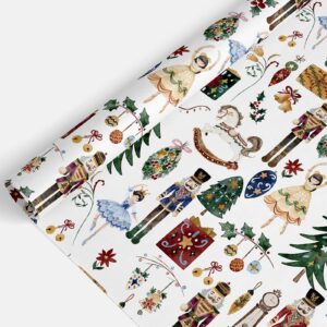 jarthenaamcs christmas wrapping paper -mini roll- 17 inch x 32.8ft nutcracker gift wrap paper xmas cartoon art paper for wedding birthday bridal shower