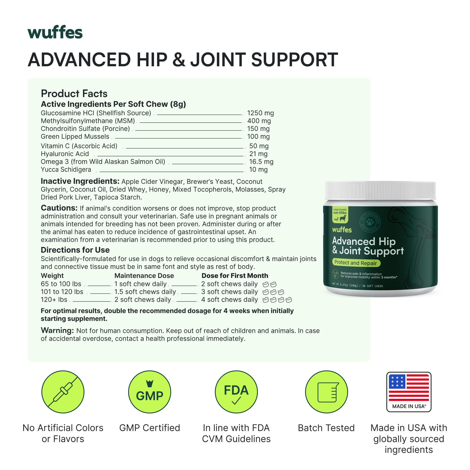 Wuffes Hip and Joint Supplement for Large Breeds and 23-in-1 Multivitamin Bundle