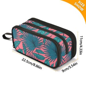 J JOYSAY Tropical Color Leaves Pencil Case Pouch Big Capacity Pencil Bags with Zipper Portable Pencil Box Large Art Bags for School Office College Travel