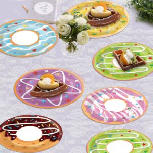 60Pcs Donut Party Paper Plates for Two Sweet Party Decoration 7in Donut Grow Up Dessert Plates Disposable Tableware Dinnerware Set for Baby Shower Girls Birthday Donut Themed Party Supplies