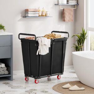 Gewudraw Large Laundry Hamper with Wheels, 360L Rolling Big Laundry Basket for Clothes Storage, Heavy Duty Extra Large Rolling Laundry Cart with Handle, Steel Frame, Waterproof Liner, 95.1 Gallons