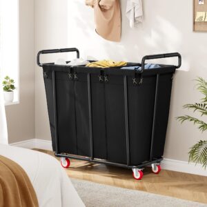 Gewudraw 3 Section Laundry Sorter Cart, 3 Bag 75Gal Rolling Laundry Hamper Sorter with Lockable Wheels, Removable Laundry Bag,Rolling Laundry Basket Organizer for Laundry Room,Bedroom,Bathroom, Black