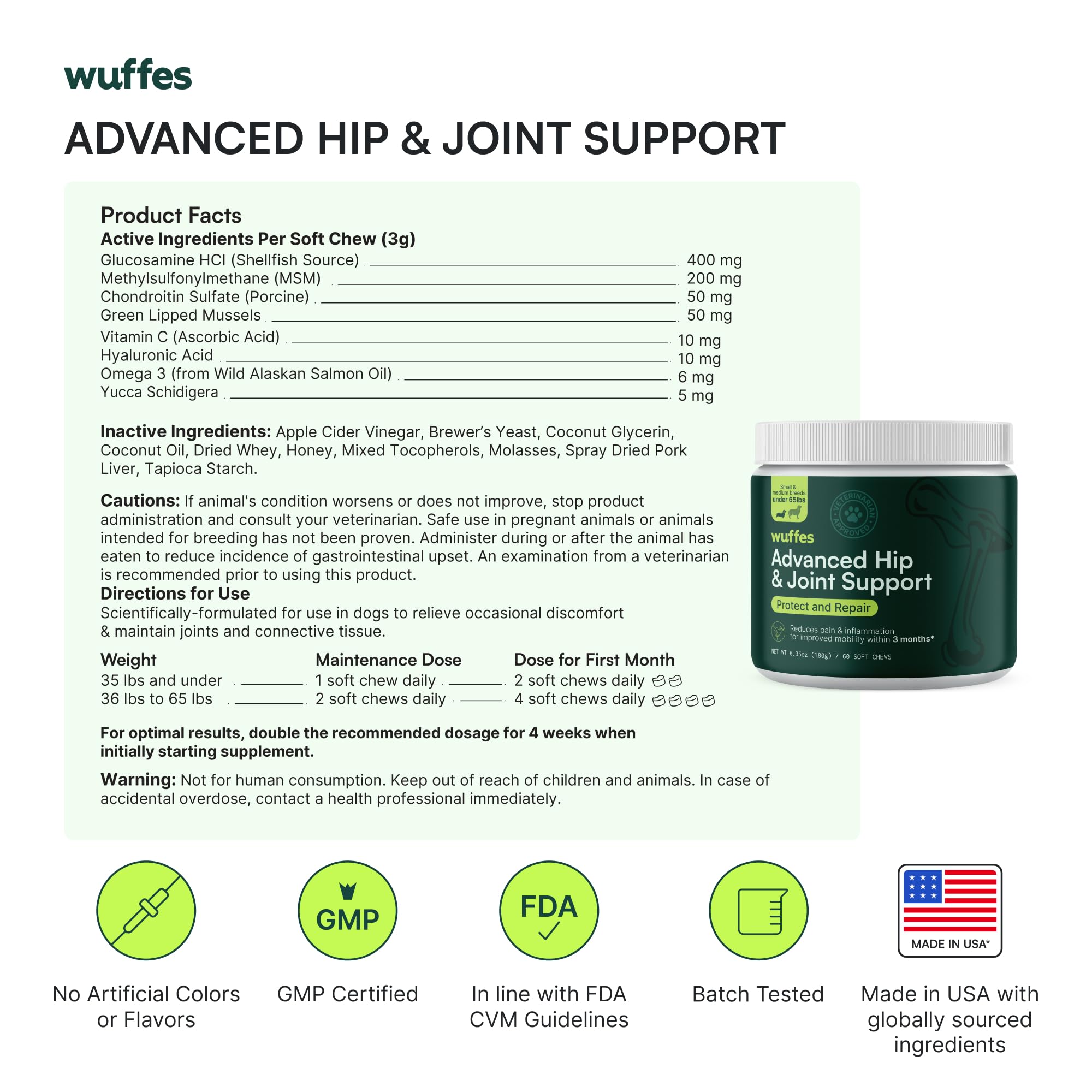 Wuffes Hip and Joint Supplement for and 23-in-1 Multivitamin Bundle for Dogs (Small & Medium Breed)