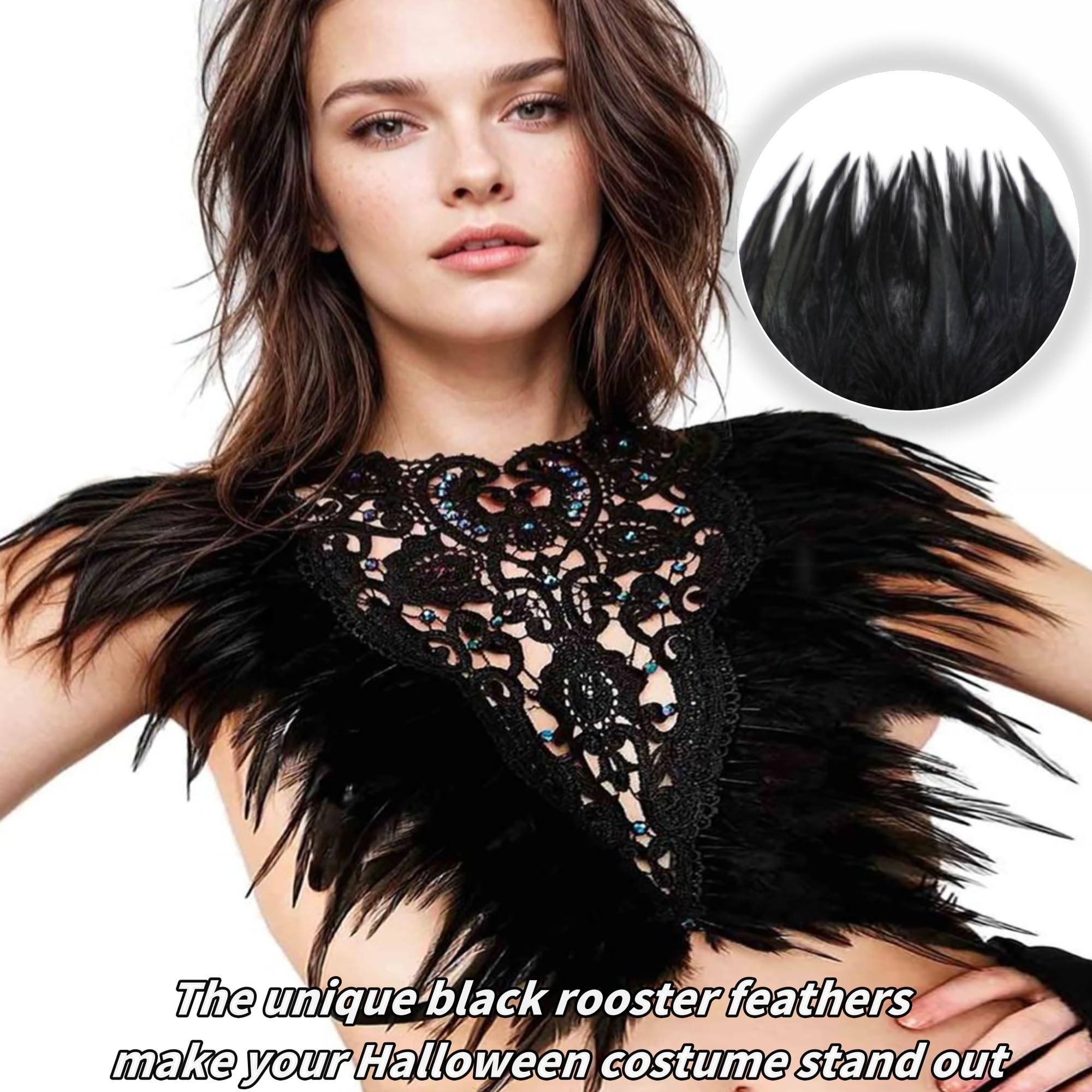 Holmgren Black Craft Feathers Bulk - 200pcs 5-7inch Rooster Feathers for DIY Crafts, Dream Catcher and Halloween Holiday Party Costume Decorations (Black)