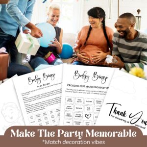 WOODAMORE Baby Shower Bingo Game for Girl - Baby Bingo for Baby Shower Boy, Bingo Baby Shower Game Gender Neutral for 50 Guest, Fun Baby Shower Activities