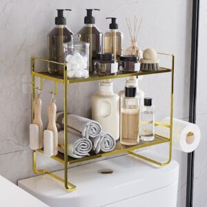 gaokase over the toilet storage, 2-tier over toilet bathroom organizer, large capacity, acrylic shelves, thick material, rust-resistant, perfect for over the toilet shelf, gold