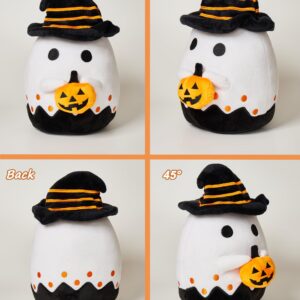 Ziyutam Halloween Ghost Pumpkin Stuffed Animal Trick or Treat 9.4" Halloween Plushies Ghost Plush Toys Halloween Ghost Pillow Gifts for Boys Girls Spooky Indoor Outdoor Home Party Decorations