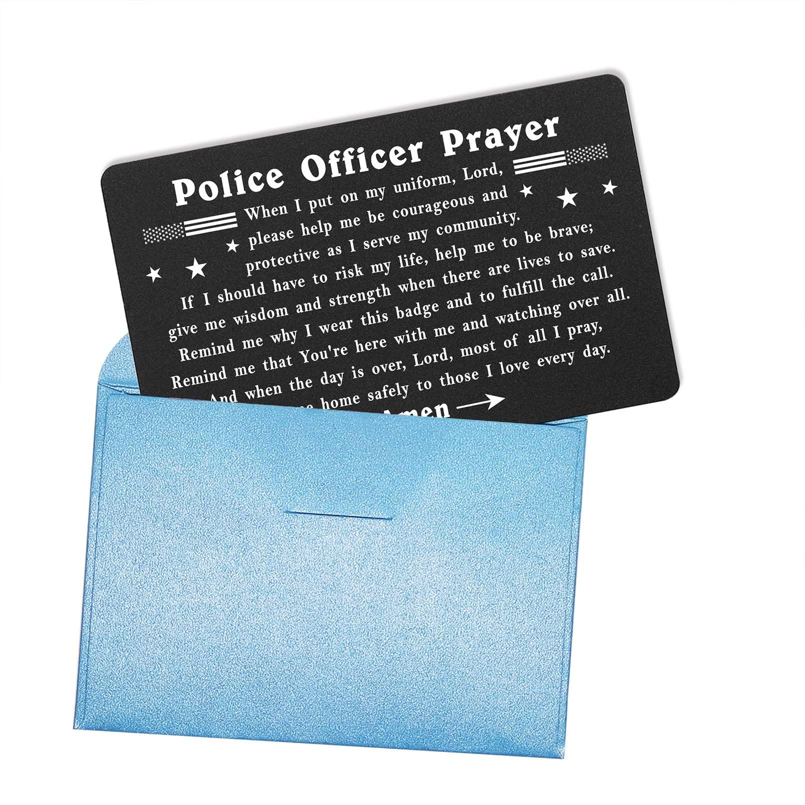 TGCNQ Police Officer Prayer Card - Police Gifts Prayer Engraved Wallet Card Insert - Police Officer Gifts for Men Women Police Graduates