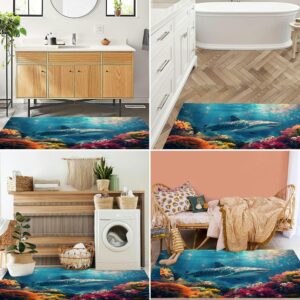 A solitary tiger shark patrolling its territory surrounded by an ether 3x5 Rug Throw Rugs Entryway Indoor Front Door Mat Non Slip Bedside Area Rug For Bedroom Aesthetic Kitchen Carpet Machine Washable