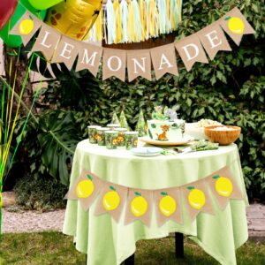 Lemonade Banner, Burlap Lemonade Stand Banner, Lemonade Stand Decorations Lemonade Sign Hanging Bunting Lemon Theme Party Decor Garland Flag for Bridal Shower Birthday Barbecue Party Supplies