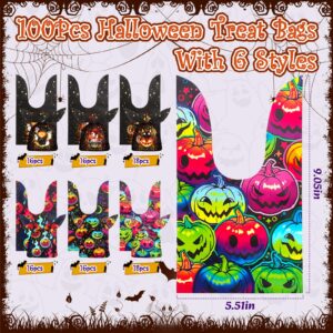 Miucat Halloween Treat Bags, 100Pcs Halloween Goodie Bags for Trick or Treat Cute Pumpkin Candy Bags for Halloween Party Supplies Favors (Pumpkin)